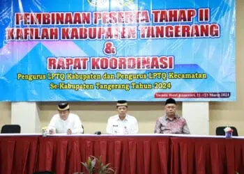PEMBINAAN: Suasana pembukaan acara pembinaan peserta tahap II Kafilah Kabupaten Tangerang di Hotel Yasmin Binong, Kecamatan Curug, Jumat (22/3/2024). (ISTIMEWA)
