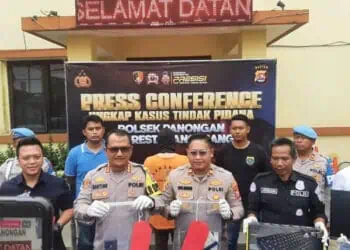 Jajaran kepolisian dari Polsek Panongan, gelar Konferensi Pers. (ISTIMEWA)