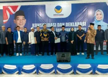DPD NasDem Kabupaten Serang, deklarasikan Pasangan Balon Bupati dan Wakil Bupati Serang, Zakiyah - Najib, untuk Pilkada serentak. (ISTIMEWA)