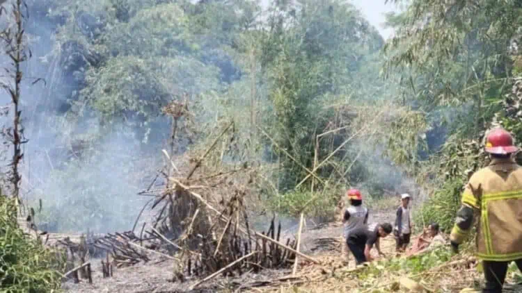 Bakar Sampah Sembarang, Lahan Tandus di Saketi Pandeglang Terbakar
