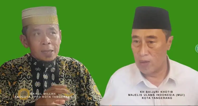 Anggota DPRD Kota Tangerang Saiful Millah (kiri) dan Ketua MUI Kota Tangerang Baijuri Khotib (kanan) berbicara tentang program Islah. (ISTIMEWA)