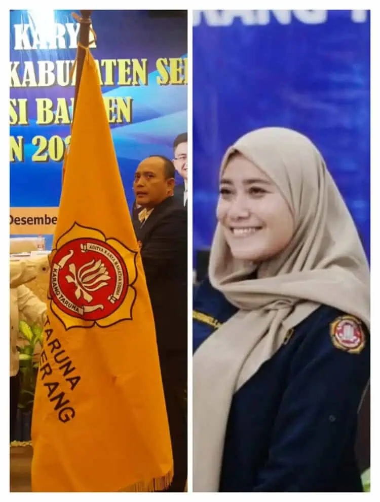 Foto : Bahrul Ulum tengah memegang bendera pataka Karang Taruna usai menggelar TKD di Kota Serang (Kiri) dan Desi Ferawati, usai menggelar TKD di Kota Cilegon, belum lama ini. (ISTIMEWA)