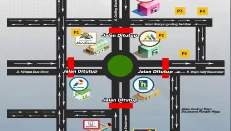 Malam Ini, Lalu Lintas di Bunderan SMS Gading Serpong Dialihkan