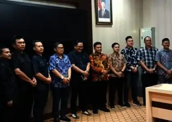 Forum Pamdal Provinsi Banten, seusai menyampaikan keresahannya dalam pertemuan dengan Komisi 1 DPRD Banten dan Badan Kepegawaian Daerah (BKD) Provinsi Banten, akhir pekan kemarin. (DOKUMEN/SATELITNEWS.COM)