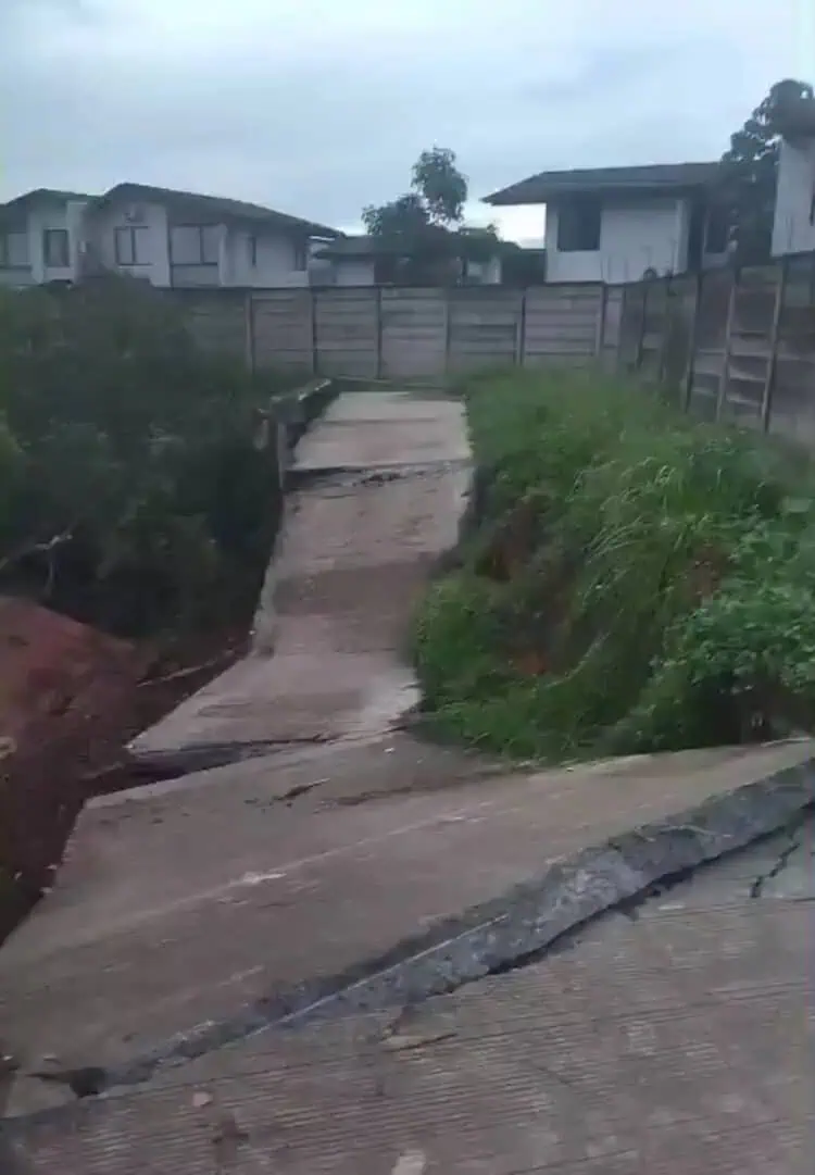 Jalan dan Turap Sungai Cisadane Di Panunggangan Barat Longsor