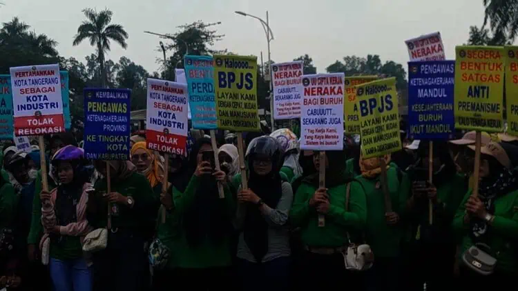 Serikat Pekerja Gelar Aksi Damai di Kota Tangerang, Ini Tuntutannya