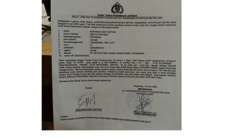 Diserang Saat Gelar Aksi Demo, Kelompok Mahasiswa di Kota Tangerang Lapor Polisi
