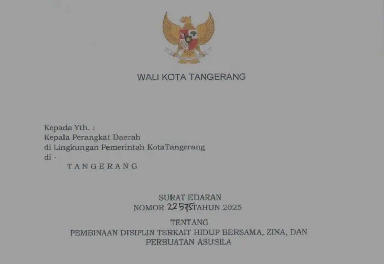 Wali kota Tangerang Keluarkan SE Upaya Pencegahan "Kumpul Kebo", Zina dan Perbuatan Asusila di Lingkup OPD
