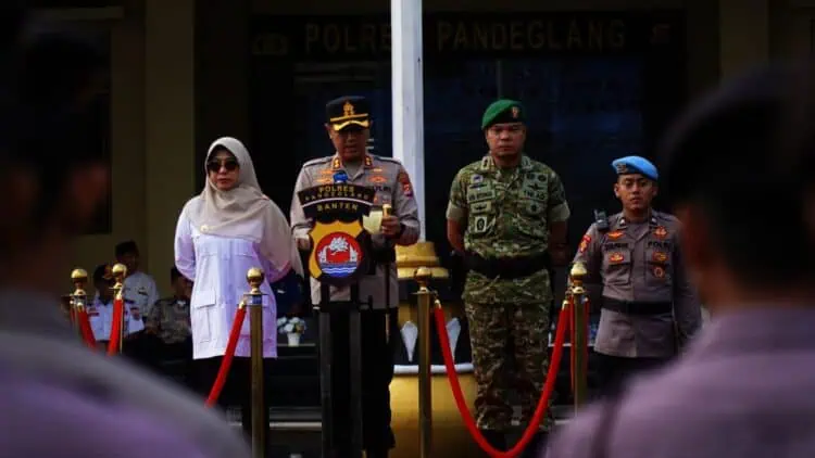GELAR PASUKAN - Ribuan personel aparatur gabungan disebar, amankan Natal dan Tahun Baru di wilayah Pandeglang. Gelar Pasukan Operasi Lilin Maung 2025, (ISTIMEWA)