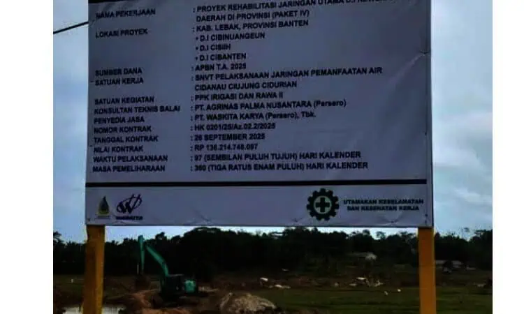 Proyek Rehabilitasi Irigasi Rp136 Miliar di Lebak Diharapkan Dikerjakan Secara Profesional