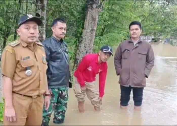 Sungai Cikadueun dan Cilemer Meluap, Camat Saketi Pandeglang Imbau Masyarakat Waspada