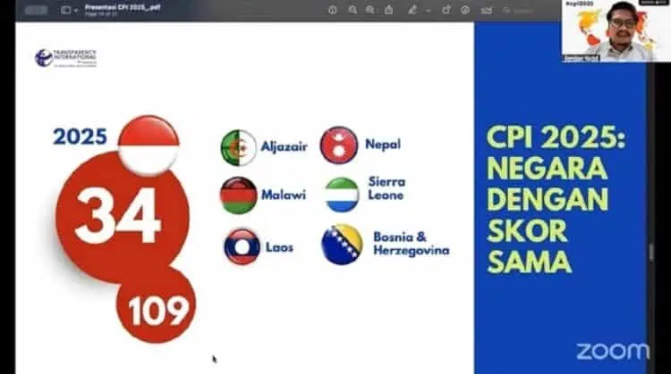 Indeks Persepsi Korupsi Anjlok Drastis, Peringkat 109 dari 180 Negara