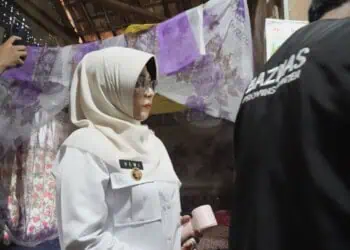 Bupati Pandeglang Raden Dewi Setiani, mendampingi Wagub Banten Achmad Dimyati Natakusumah, meninjau RTLH. (ISTIMEWA)