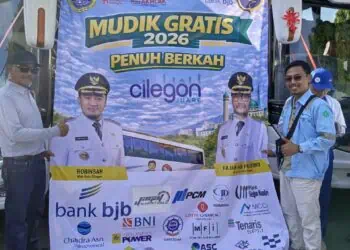Bekerjasama dengan PT IRT, Pemkot Cilegon menggelar program mudik gratis, Minggu (15/3/2026). (ISTIMEWA)