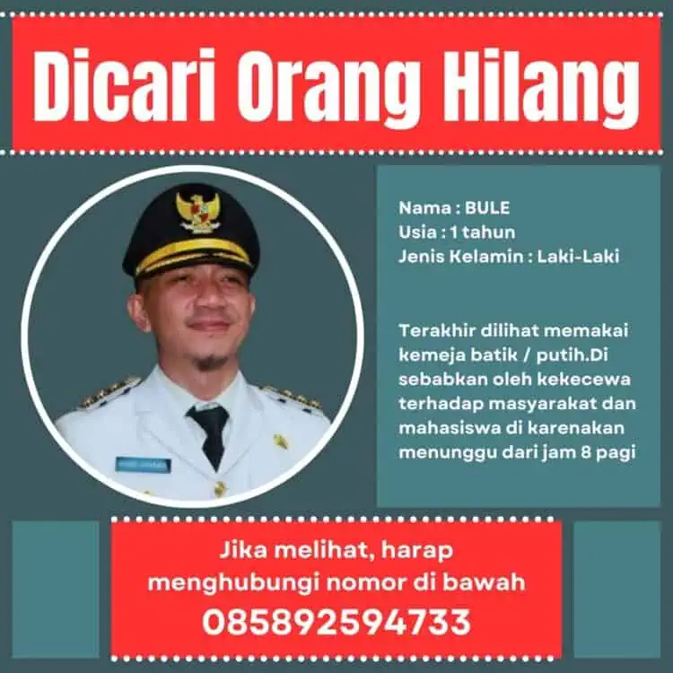 Sindir Bupati Lebak, Sebuah Pamflet "Orang Hilang" Beredar Usai Mahasiswa Gagal Temui Hasbi