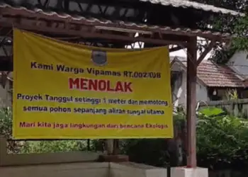Warga Tolak Pohon Ditebang, Proyek Turap Villa Pamulang Mas Terkendala