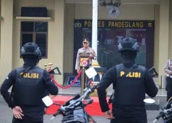 Tim Unit Reaksi Cepat (URC) Polres Pandeglang, di launching di halaman Mapolres setempat, Senin (15/6/2026). (ISTIMEWA)