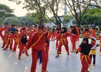 LATGAB : Ratusan anak muda mengikuti latgab tapak suci. (ISTIMEWA)