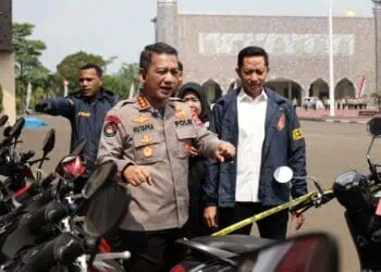 HASIL CURIAN : Sepeda motor hasil curian diamankan di Mapolda Banten sebagai barang bukti. (ISTIMEWA)