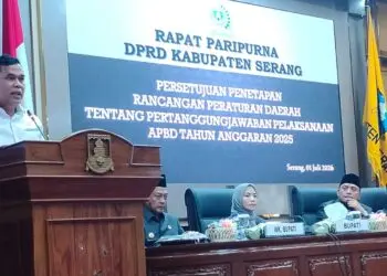 RAPAT PARIPURNA - Rapat Paripurna Dewan Perwakilan Rakyat Daerah (DPRD) Kabupaten Serang, memberikan 6 catatan terhadap Organisasi Perangkat Daerah (OPD) Pemerintah Kabupaten (Pemkab) Serang. (ISTIMEWA)