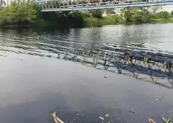TERCEMAR : Sungai Ciujung di Kabupaten Serang, tercemar limbah perusahaan. (DOKUMEN/SATELIT NEWS.COM)