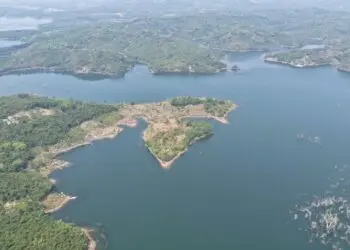 Ilustrasi area Waduk Karian, Kabupaten Lebak, tampak dari udara. (ISTIMEWA)