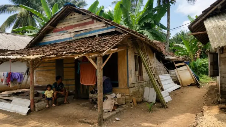 Miris, Sekeluarga di Labuan Pandeglang Bertahan Tinggal di Rumah Nyaris Roboh