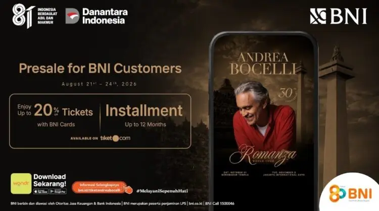 BNI Hadirkan Akses Eksklusif Menikmati Konser "Romanza" Andrea Bocelli di Indonesia