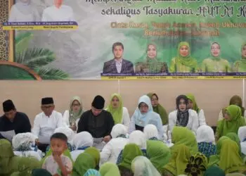 PENGAJIAN -- Pengajian rutin Muslimat Nahdlatul Ulama (NU) tingkat Kabupaten Pandeglang, sekaligus peringatan Maulid Nabi Muhammad SAW, di Pendopo Bupati Pandeglang, Sabtu (29/8/2026). (ISTIMEWA)