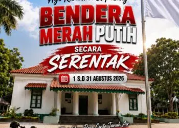 Pamflet imbauan pengibaran Bendera Merah Putih selama bulan Agustus 2026. (ISTIMEWA)