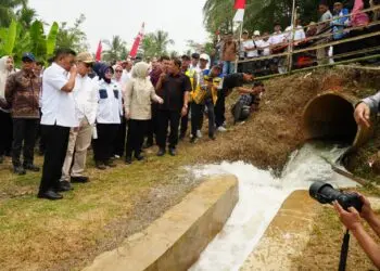 IRIGASI -- Jaringan irigasi Cisata, yang mengairi ribuan hektar sawah, telah selesai dibangun dan diresmikan Gubernur Banten Andra Soni, Rabu (2/9/2026). (ISTIMEWA)