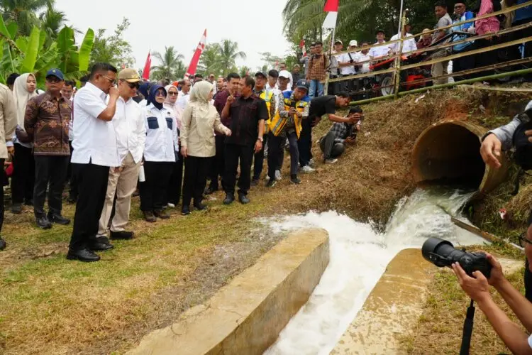 IRIGASI -- Jaringan irigasi Cisata, yang mengairi ribuan hektar sawah, telah selesai dibangun dan diresmikan Gubernur Banten Andra Soni, Rabu (2/9/2026). (ISTIMEWA)