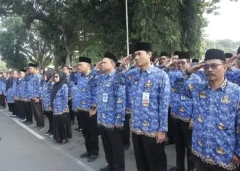 ASN Pemkab Lebak, sedang mengikuti apel pagi. (ISTIMEWA)