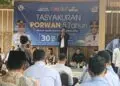 SAMBUTAN -- Wabup Pandeglang Iing Andri Supriadi, menyampaikan sambutan di acara Tasyakuran Porwan 5 Tahun, Rabu (30/9/2026). (MARDIANA/SATELITNEWS.COM)