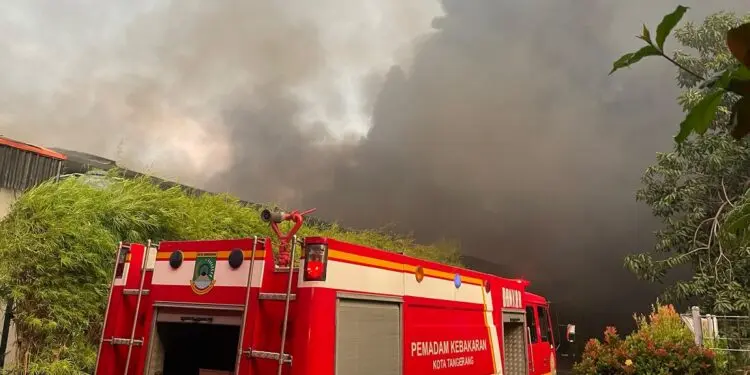 Pabrik Pengolahan Karet di Batuceper Kebakaran, Petugas BPBD Kesulitan Air