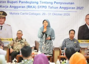 RAKOR -- Bupati Pandeglang Raden Dewi Setiani, menghadiri Rakor penyusunan RKA SKPD TA 2027, di salah satu hotel di kawasan wisata Pantai Carita, Kabupaten Pandeglang. (ISTIMEWA)