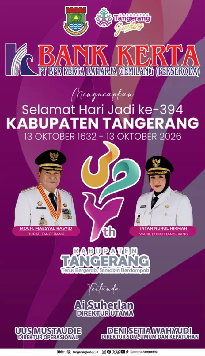 Selamat Hari Jadi ke-394 Kabupaten Tangerang Bank Kerta PT. BPR Kerta Raharja Gemilang