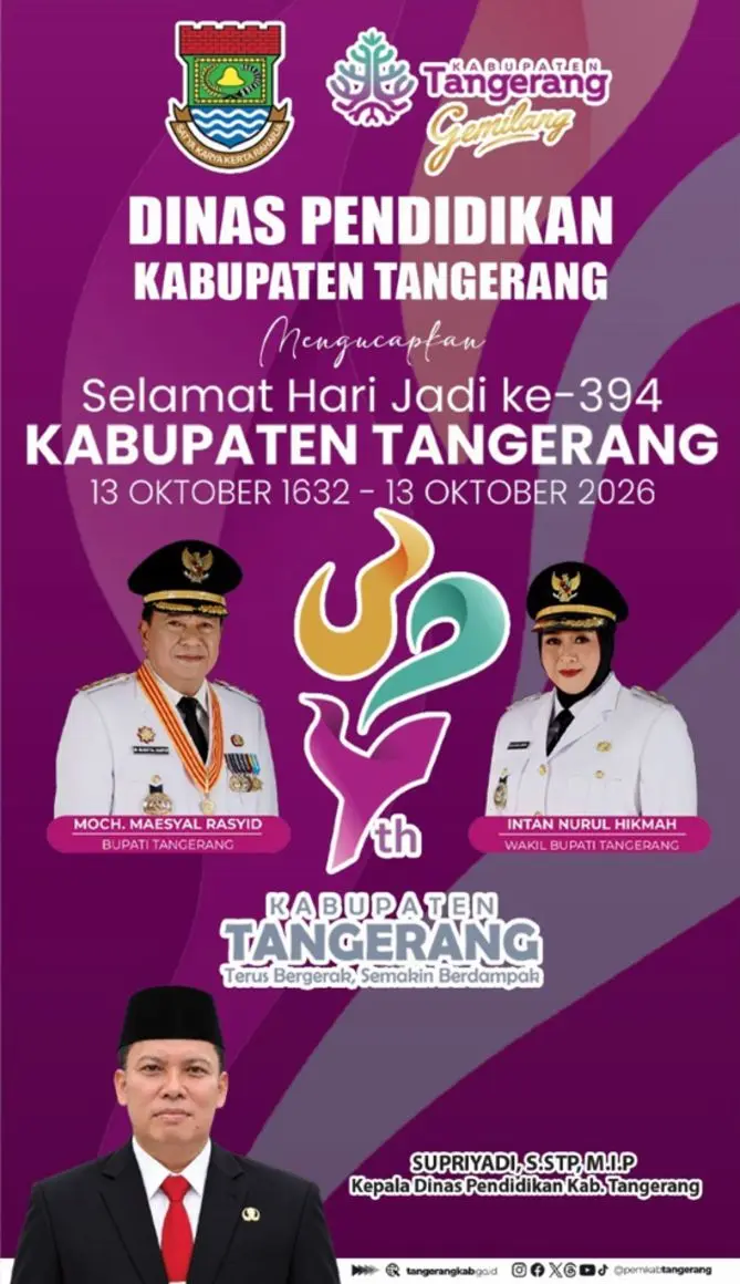 Selamat Hari Jadi ke-394 Kabupaten Tangerang Dinas Pendidikan