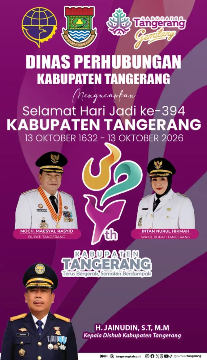 Selamat Hari Jadi ke-394 Kabupaten Tangerang Dinas Perhubungan