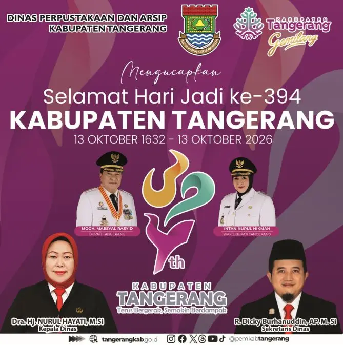 Selamat Hari Jadi ke-394 Kabupaten Tangerang Dinas Perpustakaan dan Arsip